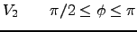 $\displaystyle V_2 \quad\quad \pi/2\le\phi\le\pi$